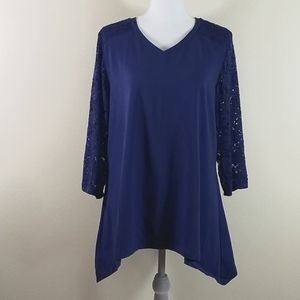 Denim & Co. Trapeze top with lace